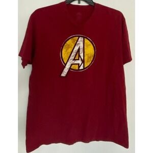 Marvel Avengers Men's T-Shirt Red Graphic Tee Logo Size XL‎
